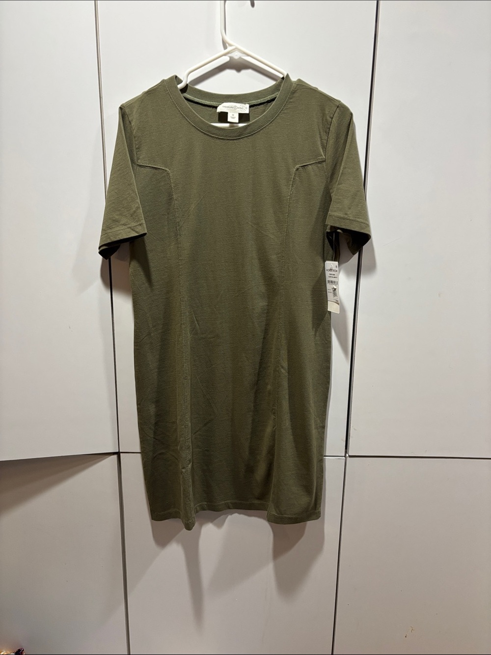 Treasure‎ & Bond Olive Short Sleeve Crew Dress 100% Organic Cotton NWT